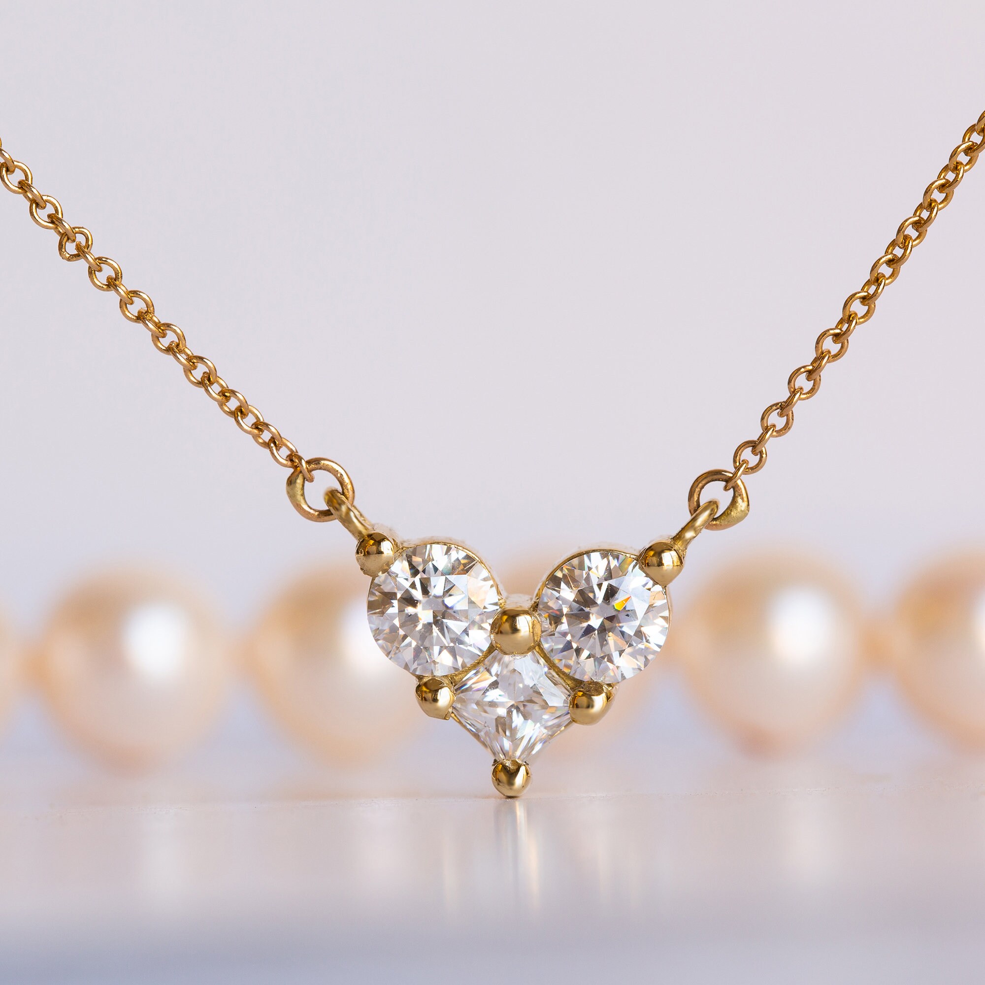 Diamond Heart Necklace Solid Gold 14K Heart Shape Pendant an Etsy UK