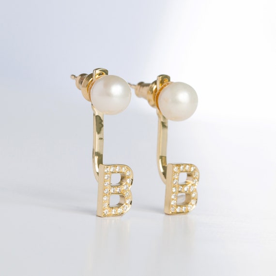 B initial earrings sale