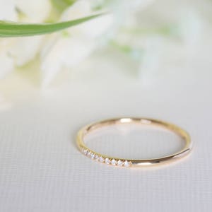 Diamond Band, Stackable Diamond Ring, Stackable Diamond Band, Thin Wedding Band, Half Eternity Band, Thin Diamond Ring, Thin Diamond Band image 8