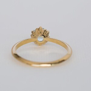 Blue Engagement Ring, Antique Engagement Ring, Aquamarine Engagement Ring, Yellow Gold, Vintage Inspired, Art Nouveau 18K, 14K Gemstone Ring image 10