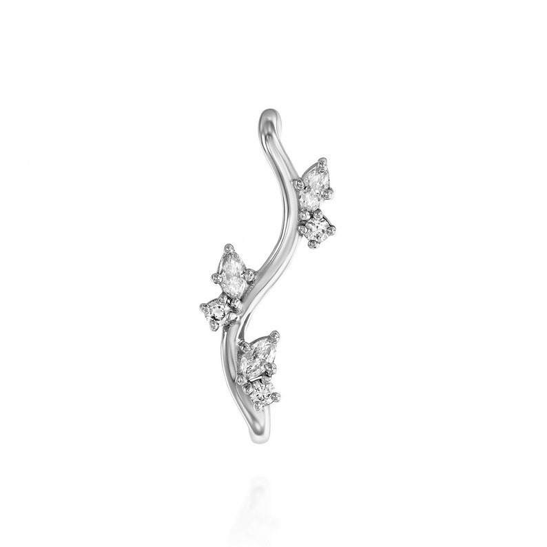 These unique 14K natural diamond earrings are the perfect modern leaves gold earrings. beautiful for a wedding or any occasion.