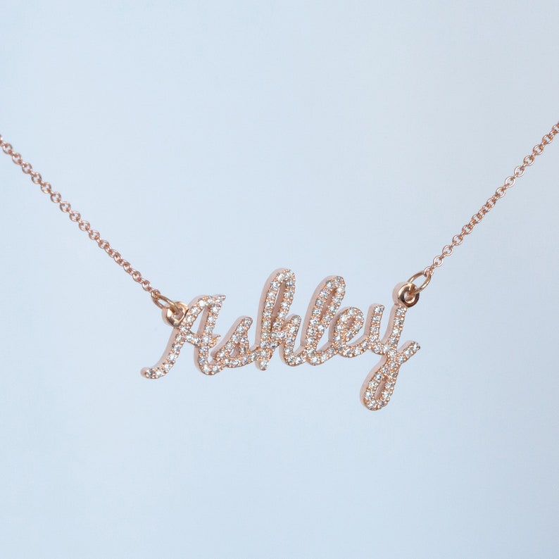 Custom Name Necklace Custom Diamond Necklace Personalized Etsy