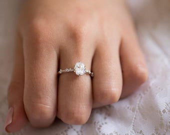 Antique Engagement Ring, Edwardian Engagement Ring, Moissanite Diamond Ring, Forever One Moissanite Ring, 14K Moissanite Ring, 18K