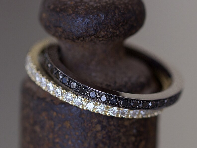 Wedding Ring Set Engagement Ring Set Wedding Band Set Black Etsy