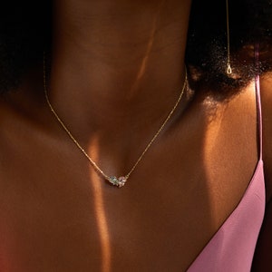 Solid Gold Gemstone Necklace, 14K Gemstone Pendant, Two Stone Necklace, Toi Et Moi Necklace, Morganite and Aquamarine Necklace image 10