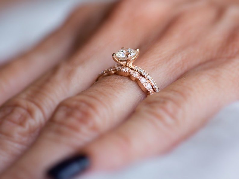 Moissanite Engagement Ring Set Moissanite Bridal Ring Set Etsy