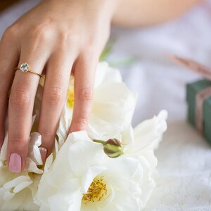Blue Engagement Ring, Antique Engagement Ring, Aquamarine Engagement Ring, Yellow Gold, Vintage Inspired, Art Nouveau 18K, 14K Gemstone Ring image 9