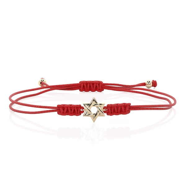 Star of David Bracelet, Red String Bracelet, Kabbalah Jewelry, 14K Jewish Star Bracelet, Religious Jewelry, Magen David Bracelet