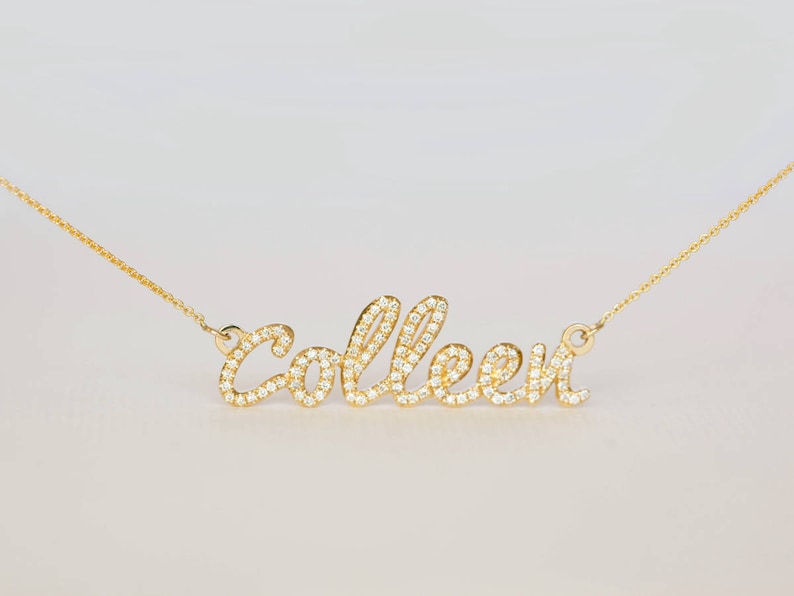 Custom Name Necklace Custom Diamond Necklace Personalized Etsy