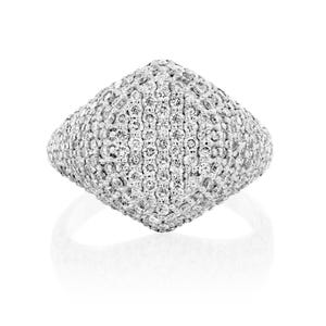 Anillo de diamantes pavé, anillo de sello llamativo, anillo de sello para el dedo meñique, anillo de sello de diamantes, anillo de diamantes para el dedo meñique de mujer, anillo de sello de oro macizo, 14K, 18K imagen 5
