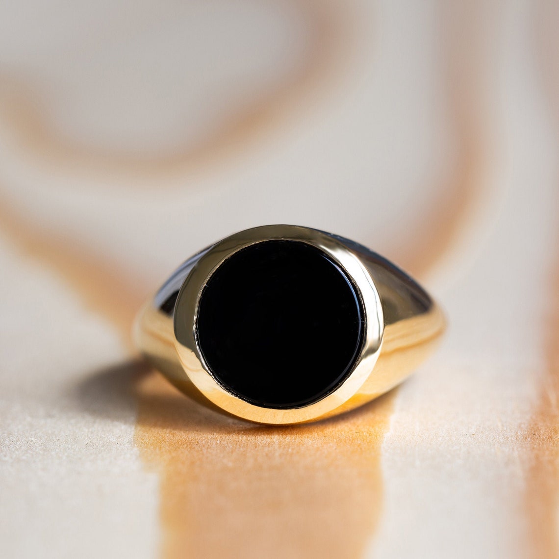 Black Ring 14K Ring Classic Men Ring Solid Etsy