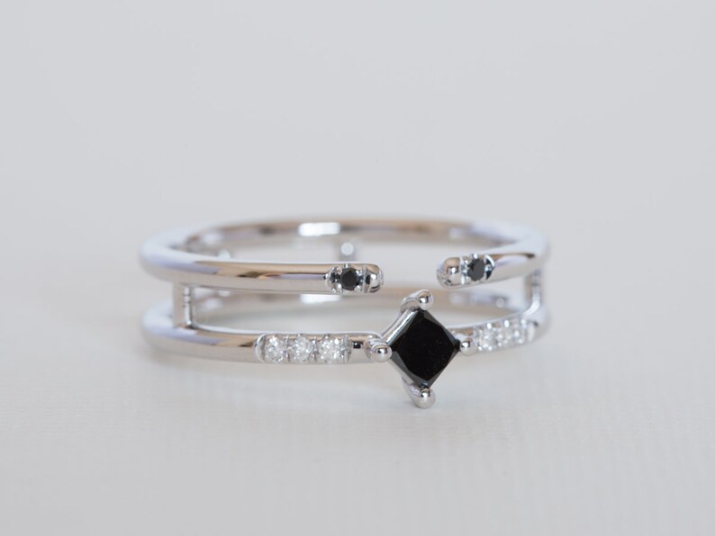 Boho Engagement Ring Boho Wedding Ring Black Diamond Etsy