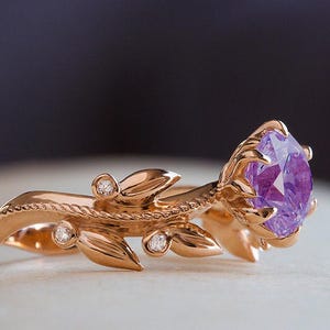 Amethyst Promise Ring, Amethyst Vintage Ring, Purple Wedding Ring, Amethyst Engagement Ring, Purple Promise Ring, Flower Amethyst Ring image 7
