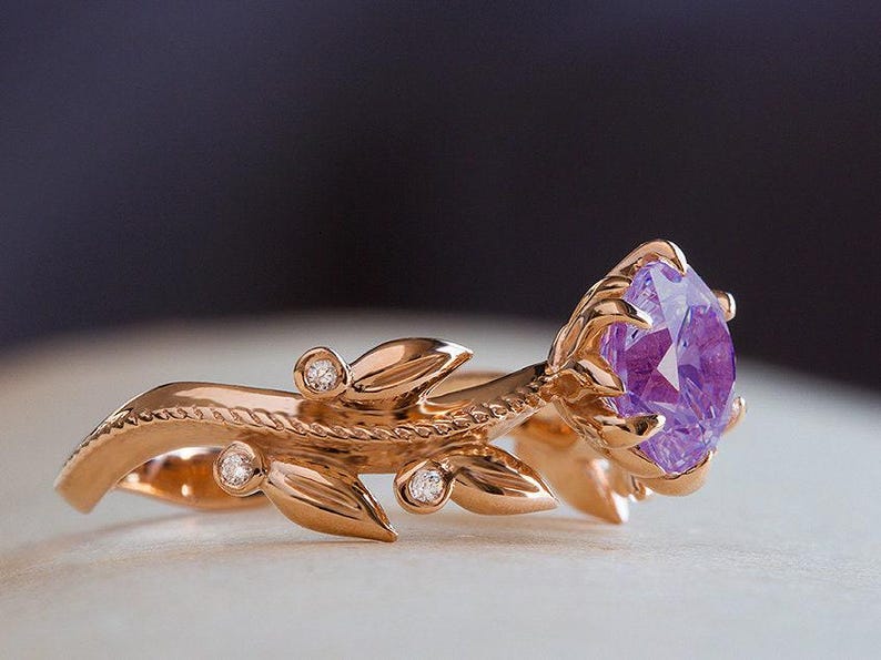 Amethyst Promise Ring, Amethyst Vintage Ring, Purple Wedding Ring, Amethyst Engagement Ring, Purple Promise Ring, Flower Amethyst Ring image 7