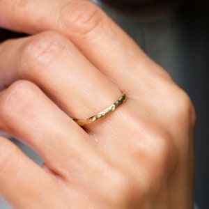 14K Wedding Ring, Rustic Wedding Ring, Hammered Gold Ring, Rustic Gold Ring, 18K Hammered Ring, Rough Wedding Ring, solid gold Hammered Ring image 4
