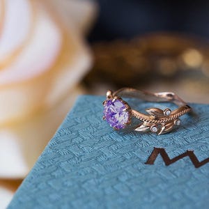 Amethyst Promise Ring, Amethyst Vintage Ring, Purple Wedding Ring, Amethyst Engagement Ring, Purple Promise Ring, Flower Amethyst Ring image 8