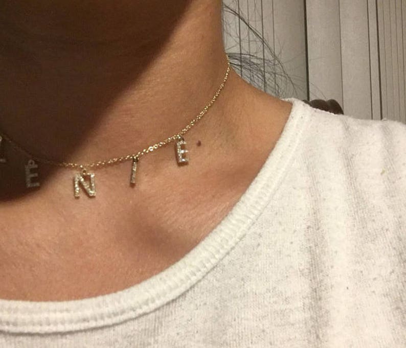 Charm Name Necklace Name 14K Necklace Name With Diamonds Etsy