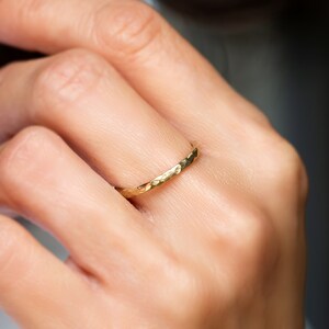 dainty wedding band, Hammered Wedding Ring, textured wedding band, rough wedding ring, faceted wedding band, 14K, 18K