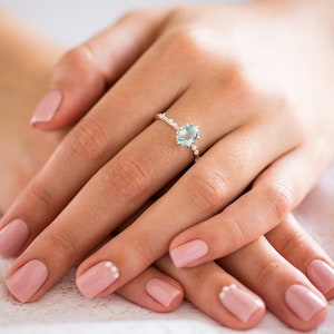 Unique Engagement Ring, Boho Engagement Ring, Gemstone Engagement Ring, Antique Engagement Ring, 14K / 18K, Art Deco Engagement Ring, Oval