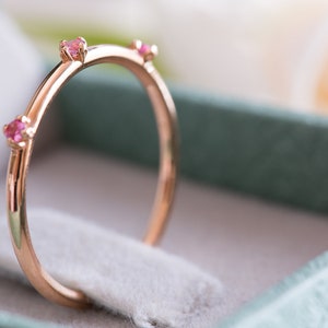 Pink Wedding Band, Pink Sapphire Ring, Pink Sapphire 14K Ring, Alternative Wedding Ring, Pink Sapphire Band, Alternative Wedding Band, 18K image 8