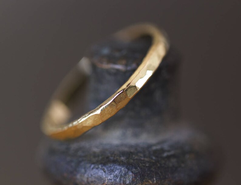 Unique Wedding Band, Hammered Wedding Ring, Hammered Wedding Band, Rustic Wedding Band, Hammered 14K Ring, Hammered Solid Gold Ring, 18K image 7