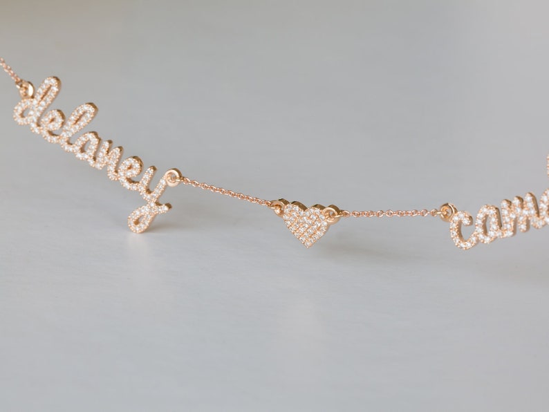 Custom Diamond Necklace 14K Names Necklace Diamond Name Etsy