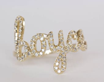 Custom Name Ring, Name Jewelry for Mom, Personalized Diamond Ring, Personalized Ring, Script Ring, Custom Ring, Diamond Name Ring, 14K, 18K