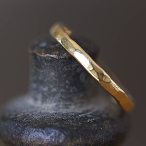 Unique Wedding Band, Hammered Wedding Ring, Hammered Wedding Band, Rustic Wedding Band, Hammered 14K Ring, Hammered Solid Gold Ring, 18K image 3