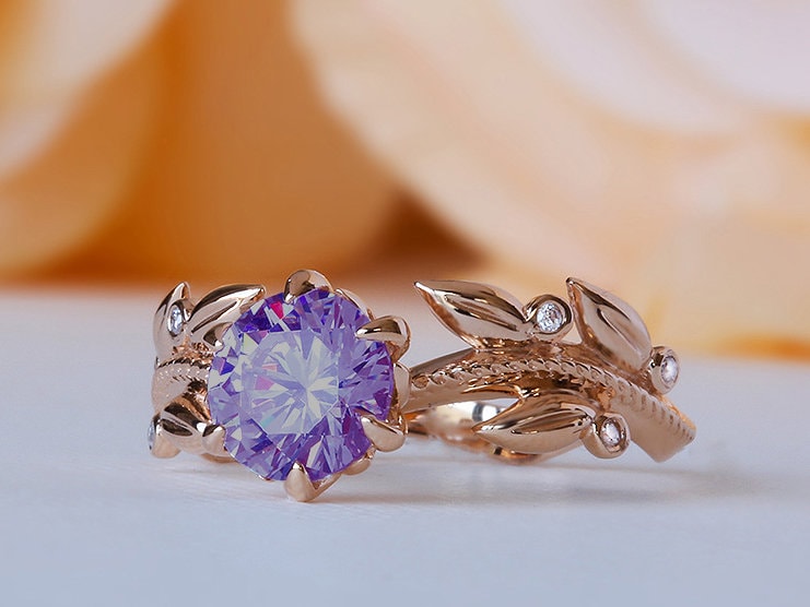 Amethyst Promise Ring Amethyst Vintage Ring Purple Wedding Ring