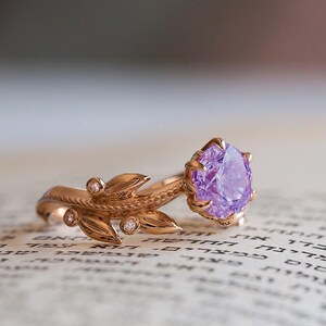 Amethyst Promise Ring, Amethyst Vintage Ring, Purple Wedding Ring, Amethyst Engagement Ring, Purple Promise Ring, Flower Amethyst Ring image 10
