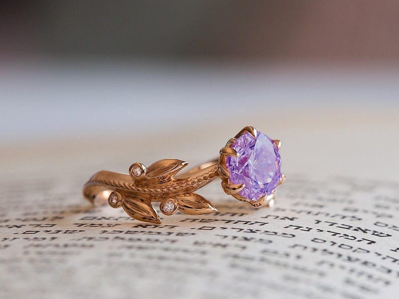 Amethyst Promise Ring, Amethyst Vintage Ring, Purple Wedding Ring, Amethyst Engagement Ring, Purple Promise Ring, Flower Amethyst Ring image 10