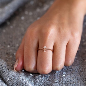 Unique Diamond Ring, Pear Diamond Ring, Antique Engagement Ring, Alternative Engagement Ring, Filigree Engagement Ring, Edwardian Ring, 18K image 2