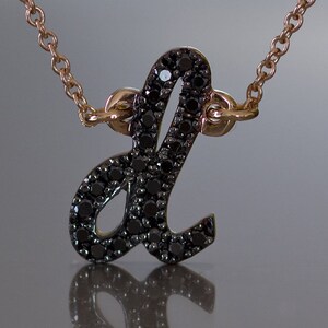 Collar con inicial de 14 quilates, collar con inicial de diamante, collar con inicial único, collar con letras personalizadas, collar con dije del alfabeto, regalo push