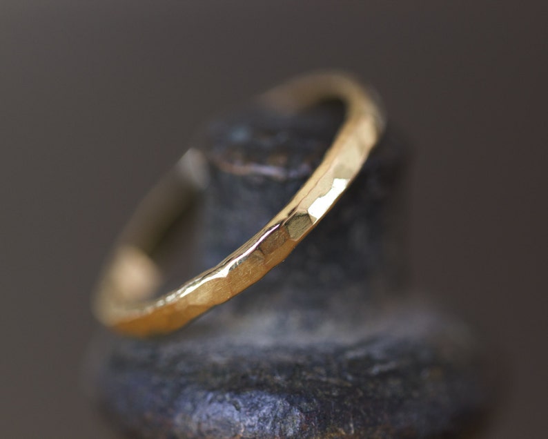 14K Wedding Ring, Rustic Wedding Ring, Hammered Gold Ring, Rustic Gold Ring, 18K Hammered Ring, Rough Wedding Ring, solid gold Hammered Ring image 5