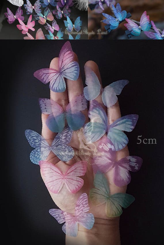 Organza Fabric Butterfly Wings Butterflies Craft Jewelry Hat Making Earrings Findings Sewing Project-3CM/&4CM5CM-30 Pieces Mixed In Lot!