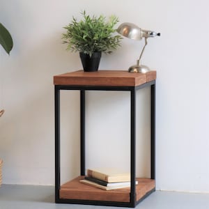 Bedside Table Side table Solid Wood Industrial Retro Rustic image 2