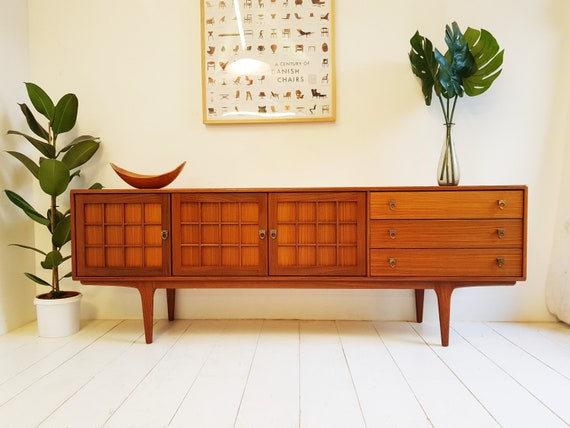 Vintage Mid Century Modern Sideboard Tv Cabinet 1970s Etsy