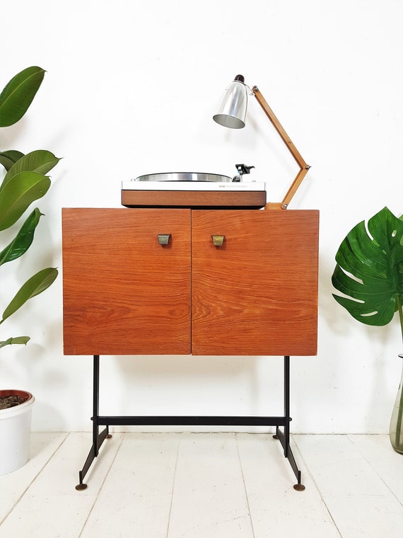Vintage Record Cabinet Mid Century Danish Influence Retro Etsy