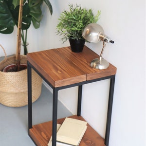Bedside Table Side table Solid Wood Industrial Retro Rustic image 10