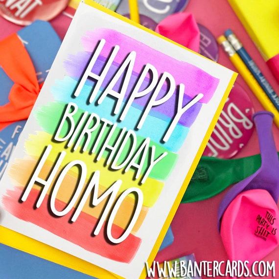 Joyeux Anniversaire Homo Aquarelle Fb Droles Cartes Cartes Etsy France