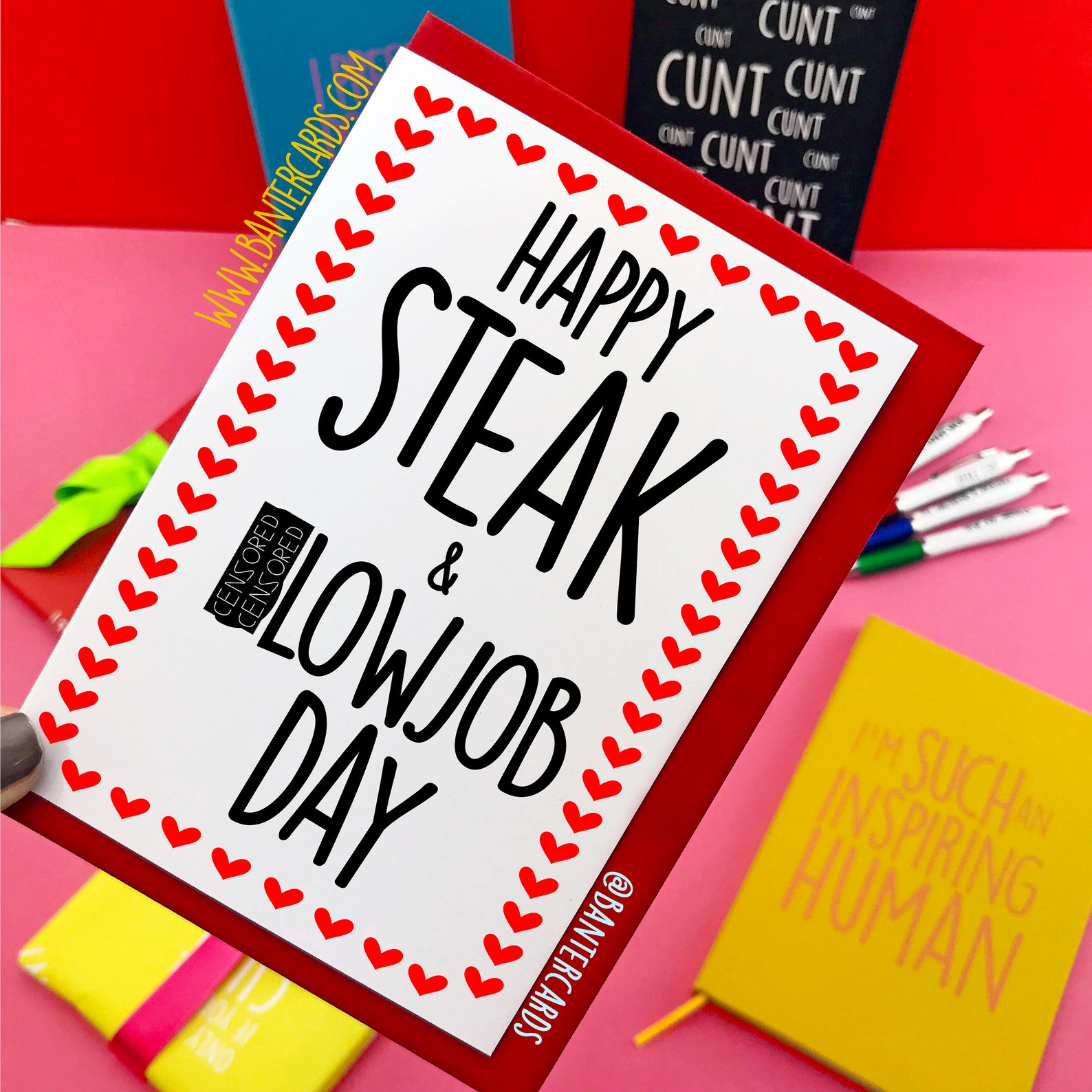 Happy Steak And Bwjob Day Hearts FBfunny cardsbanter image 0.