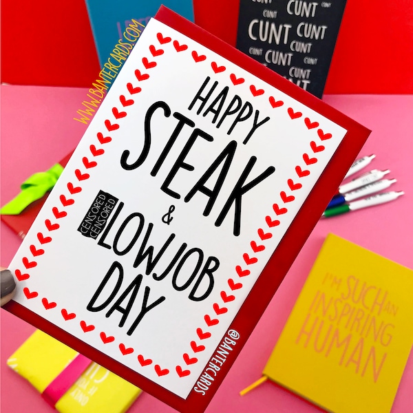 Happy Steak And B**wjob Day - Hearts FB,funny cards,banter cards,steak and bj day,rude cards,boyfriend,girlfriend,wife,husband,f buddy card