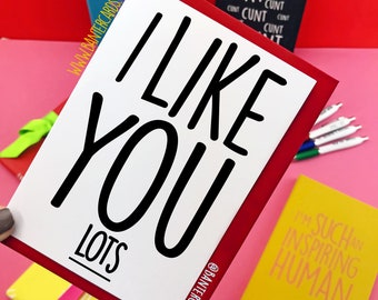 I Like You Lots - plain FB,funny cards,banter cards,funny valentine,like you,i like you lots,girlfriend,boyfriend,wife,husband,cute,i like