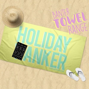 Holiday Wker Beach Towel, Towel, Holiday, Banter Cards, Banter Gifts, Funny Gifts,Sweary Towels,Holoiday Gifts,Yellow Towels,Rude towel image 1