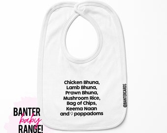 Chicken Bhuna Black,Baby Bib,gavin and stacey,baby range,banter cards,banter baby range,babygrow,newborn gift,baby clothes,baby gift