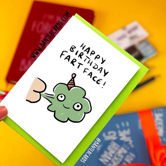 Buon Compleanno Fart Face Pc 00 Fb Cartoline Divertenti Etsy