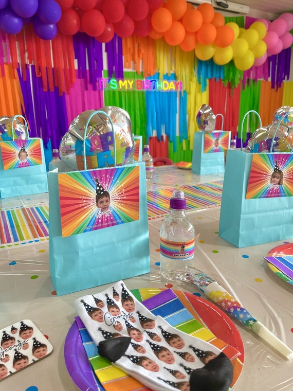 Custom Rainbow Birthday Bundle,rainbow Party,rainbow Decorations,first  Birthday Decorations,rainbow Party,party Bags, Custom Party Bags 