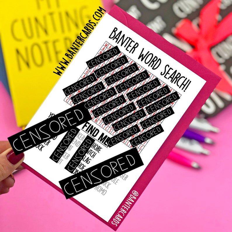 Banter Word Search Plain FB funny Cardsbanter Cardsrude - Etsy