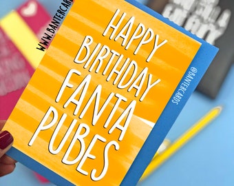 Happy Birthday Fanta Pubes - Watercolour FB, funny cards,banter cards,banter birthday,bestfriend card,fanta pubes,ginger birthday,gingerhair