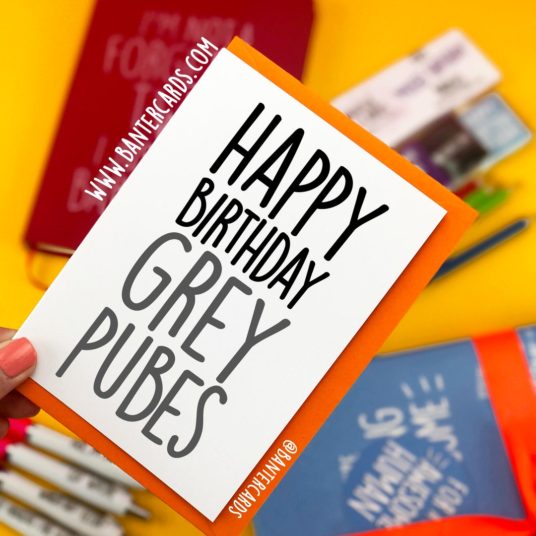 Alles Gute zum Geburtstag graue Schamhaare Uni FB, lustige Karten